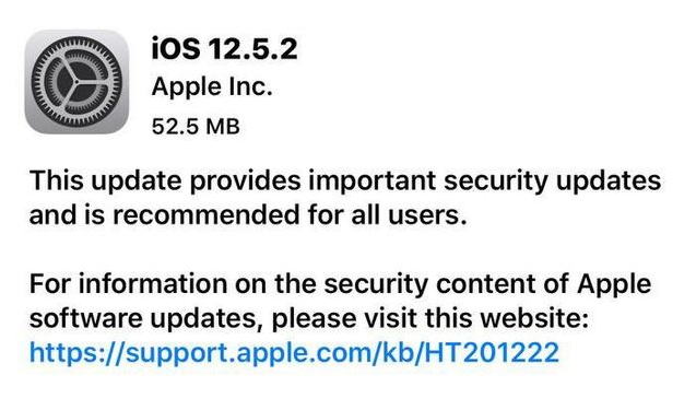 承德苹果手机维修分享iOS12.5.2发布，建议所有老苹果用户安装 